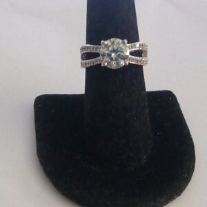 Elegant Silver Women's    3.12CT  SOLITAIRE  DIAMOND RING SIZE  6.75
